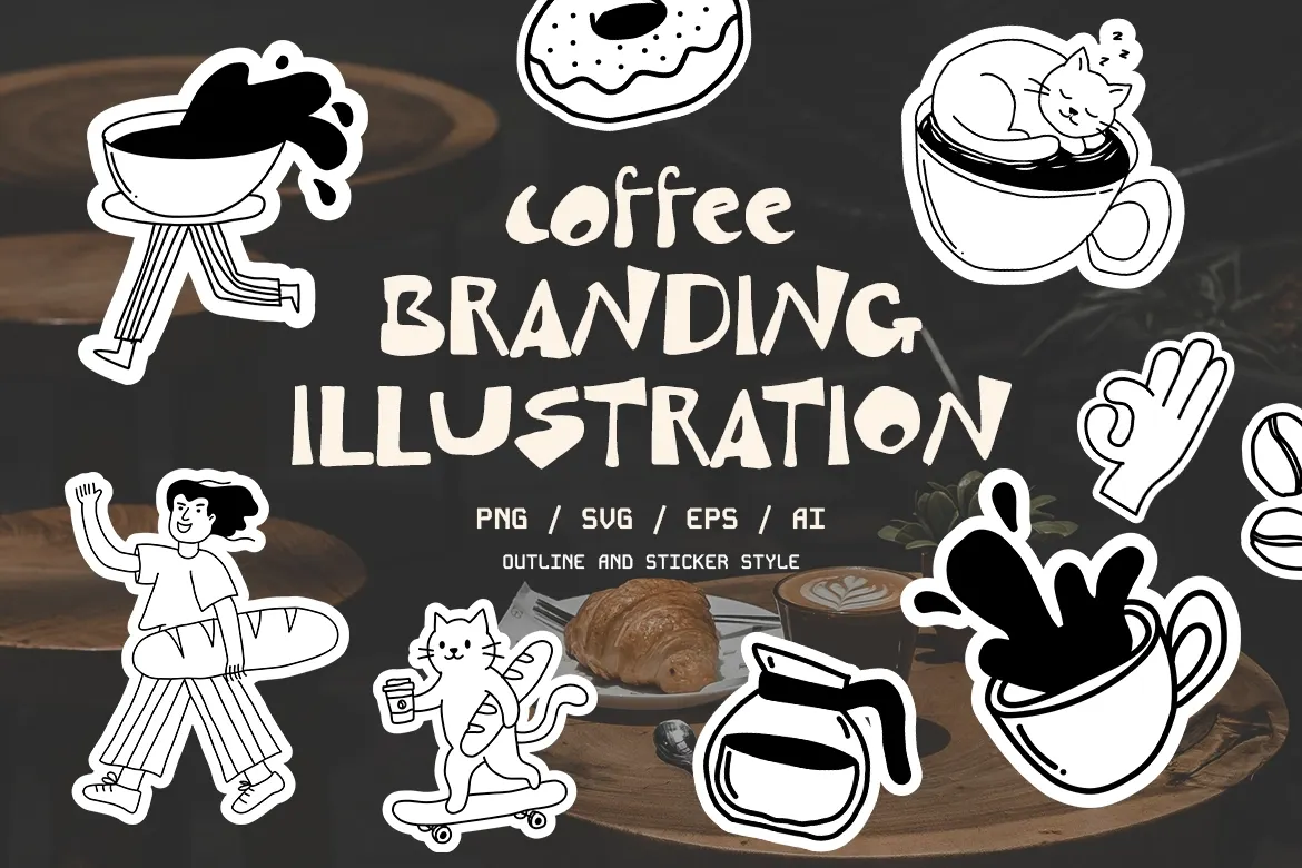 Cafe Sticker Illustrations