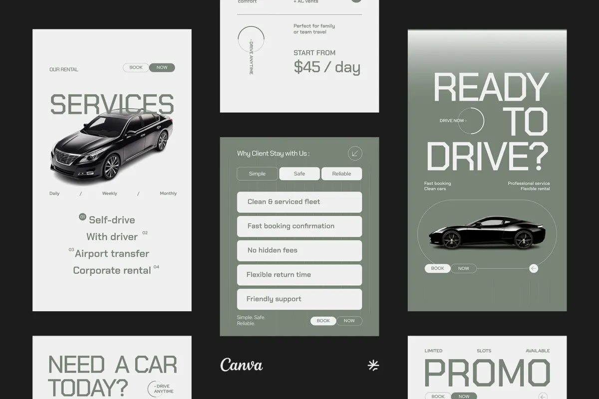 Car Rental Instagram Templates for CANVA