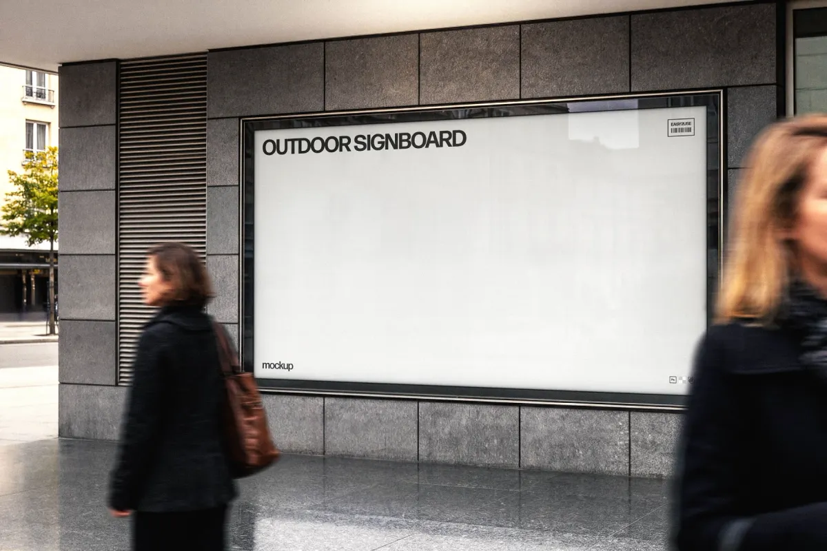 Outdoor Angled Signboard Mockup