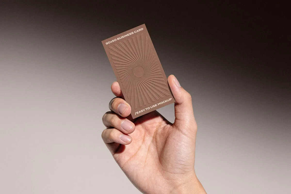 90x50 Business Card in Hand Mockup
