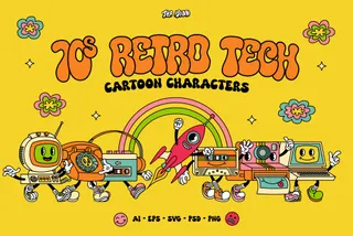70s Retro Tech Cartoon Characters
