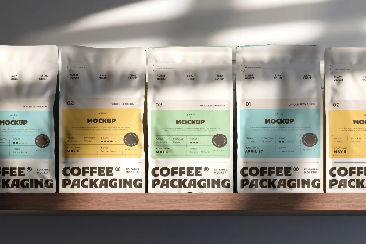 Stand Up Pouch Coffee Packaging Mockup
