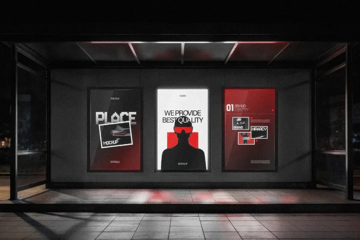 Bus Stop Advertising Billboard Mockup