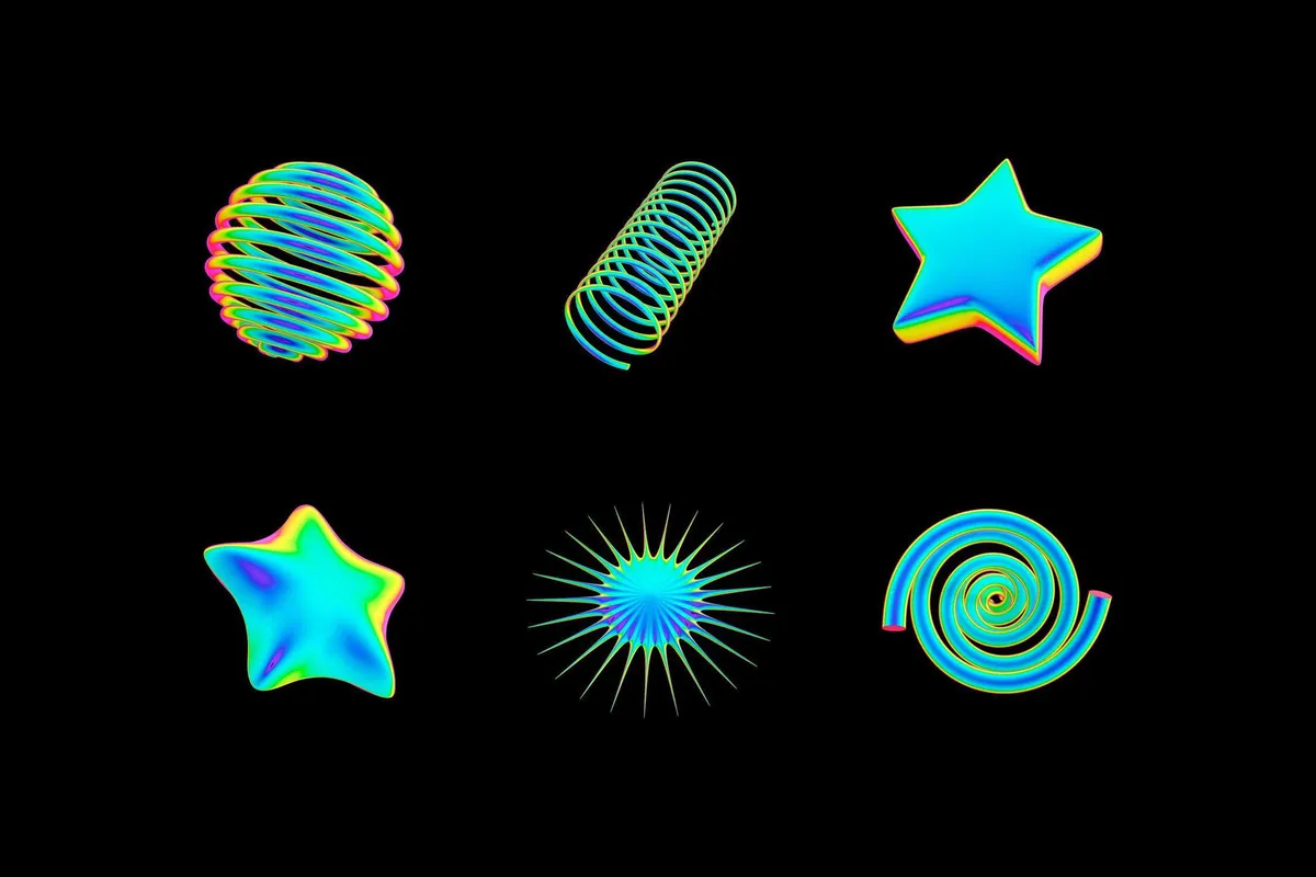 Neon Spectrum 3D Shapes