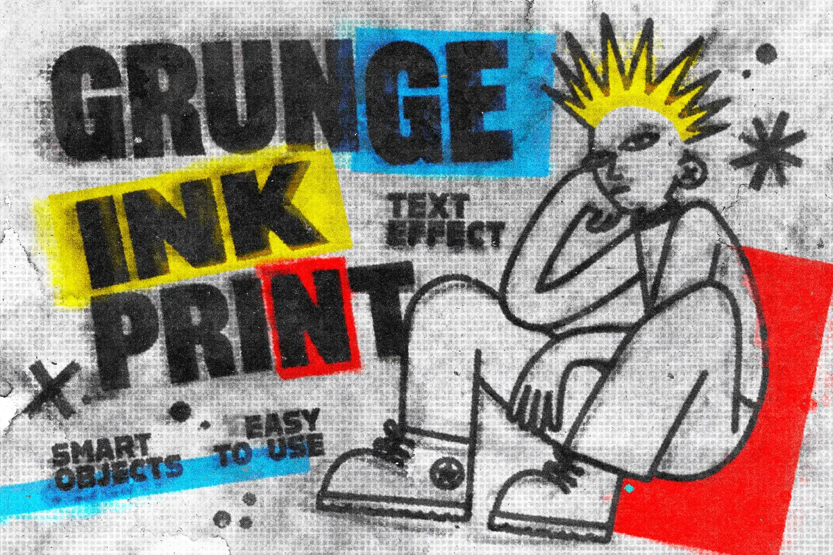 Grunge Ink Print Text Effect