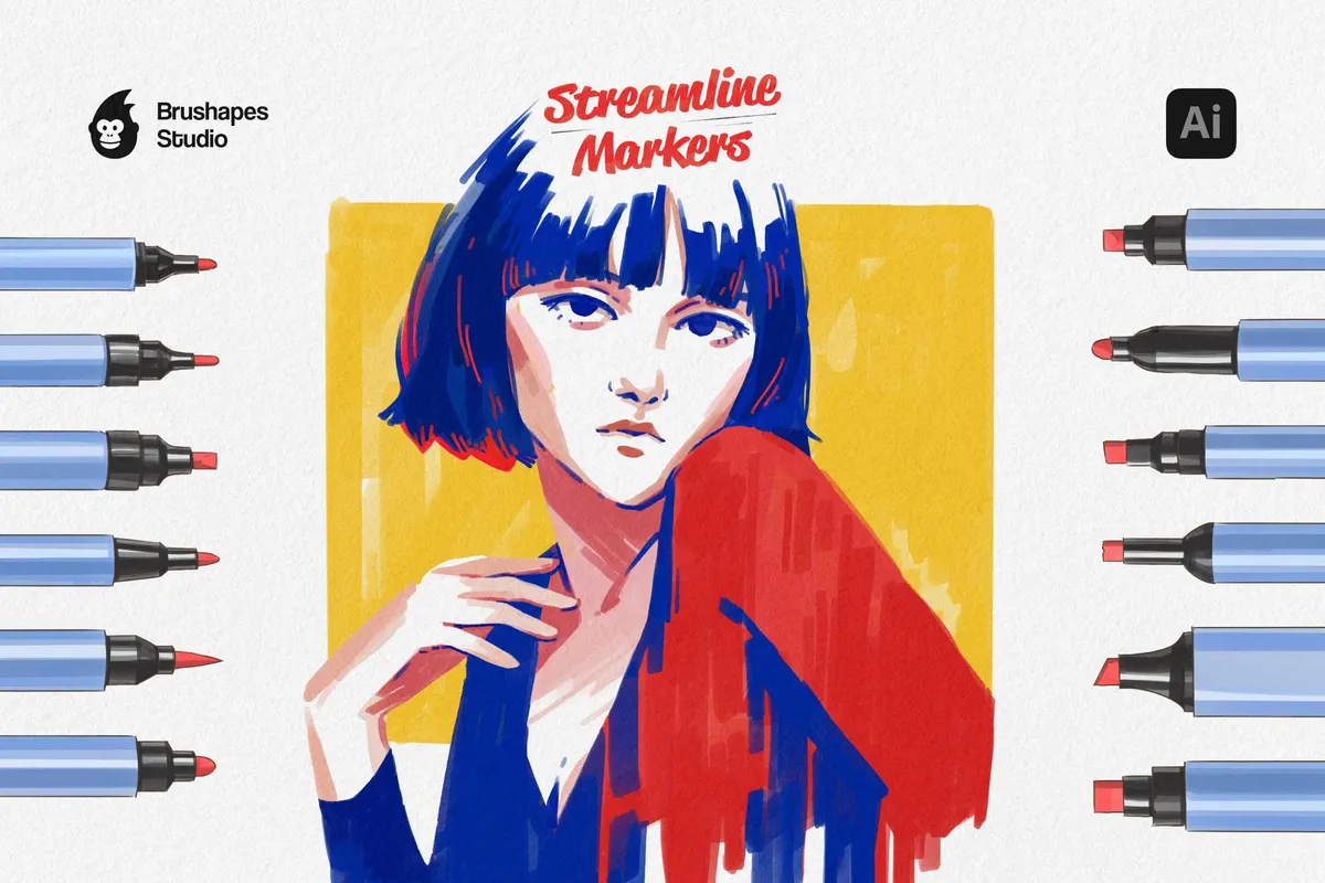 Streamline Markers - Illustrator Brushes
