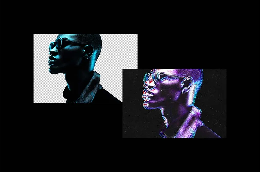 Vivid Glitch Contour Photo Effect