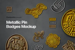Metallic Pin Badge Mockup