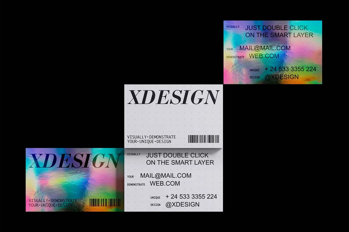Holographic Business Cards Mockup