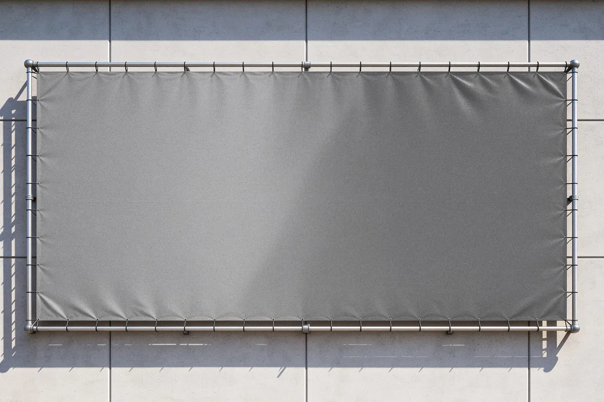 Horizontal Fabric Banner Mockup on Wall