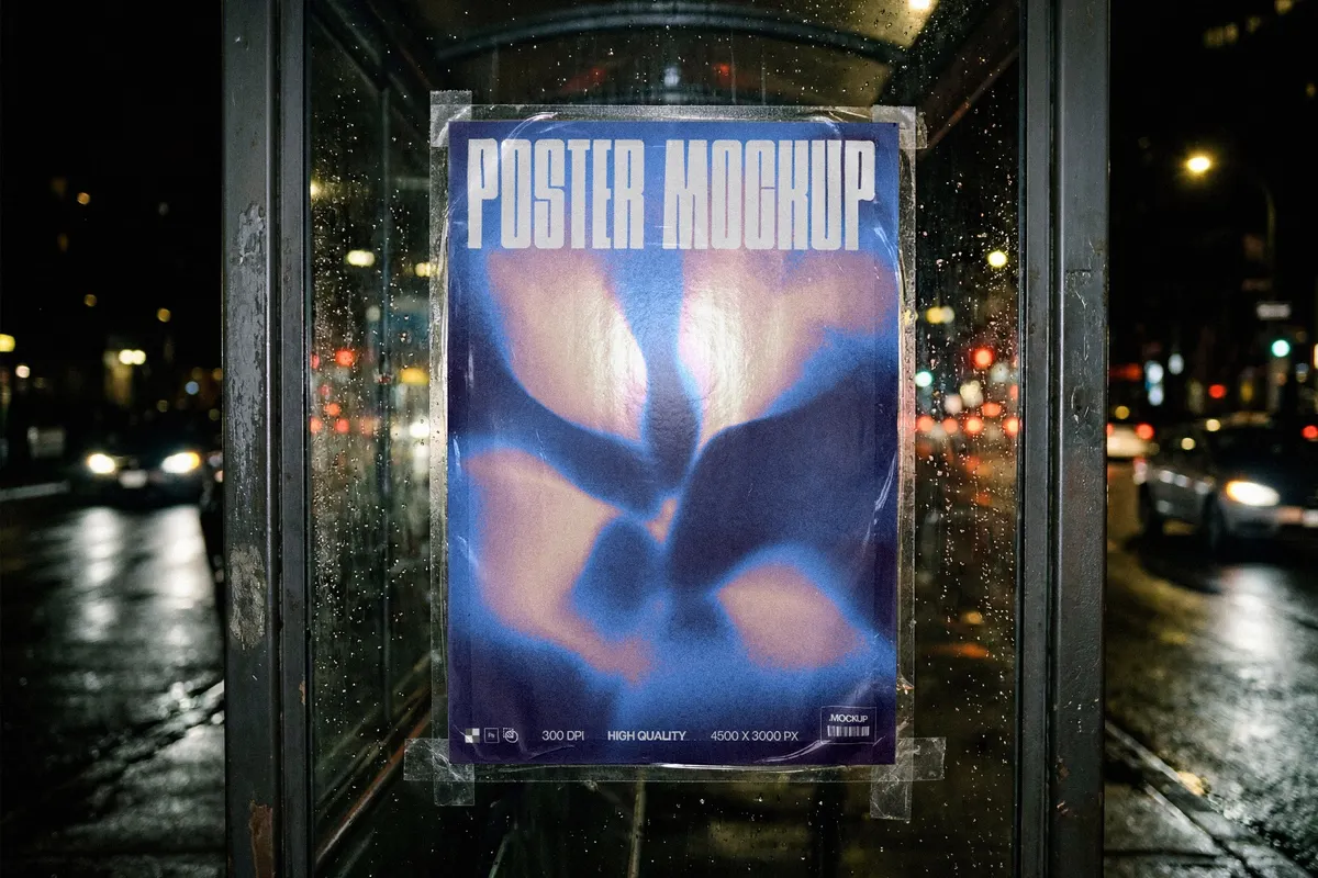 Rainy Street Poster Mockup