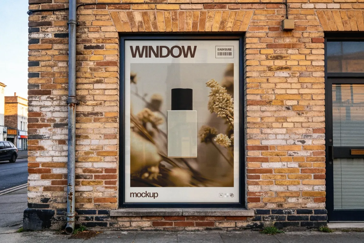 Urban Storefront Window Poster Mockup
