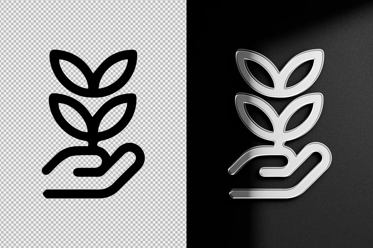 Glossy Chrome Logo Mockup