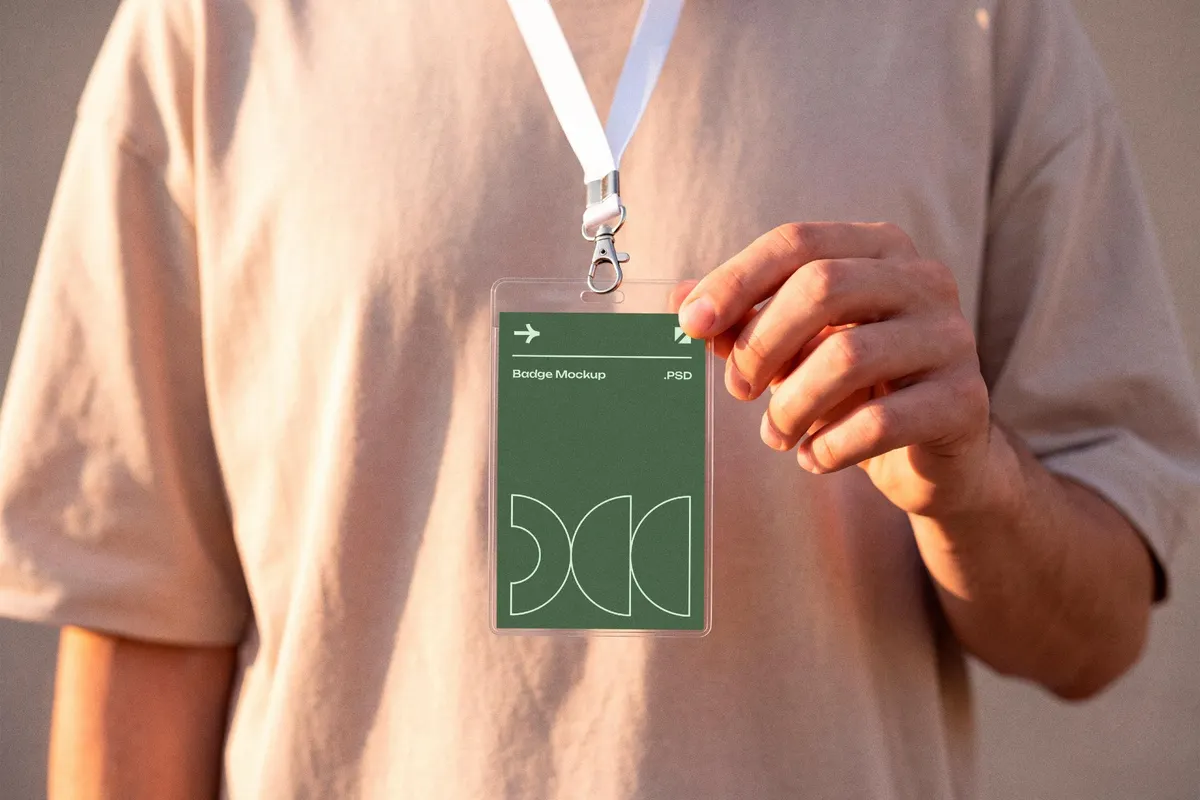 Badge Mockup on Lanyard