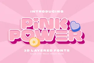 Pink Power - 3D Layered Font