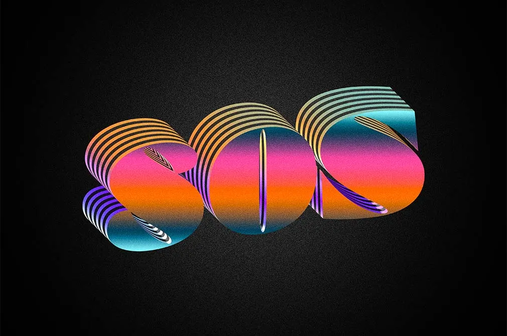 Retro VHS Gradient Text Effect