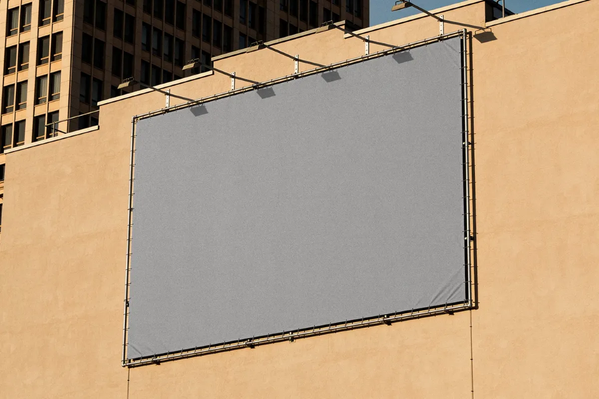 Large Billboard Mockup on Building Wall