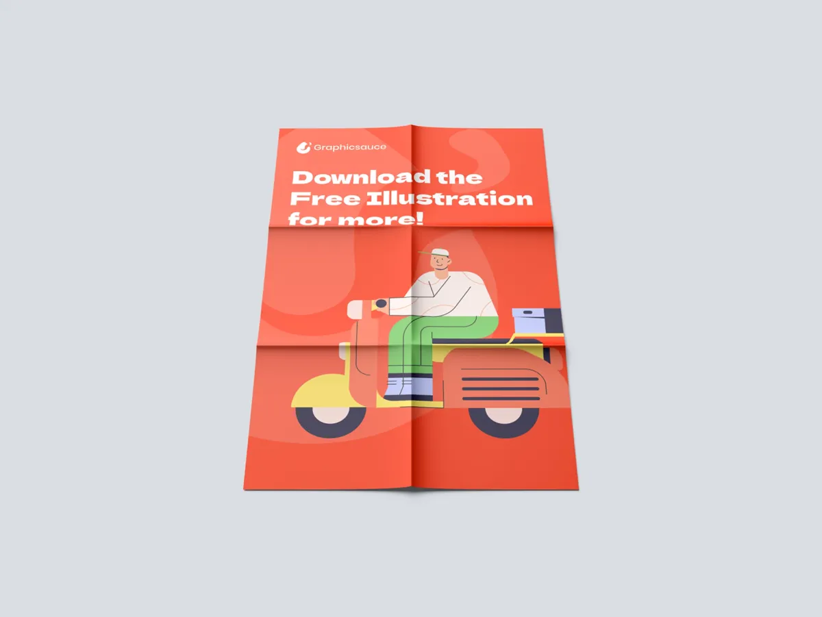 Folded Poster Mockup Low Angle View