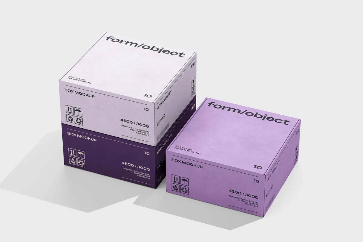 Three Square Boxes Mockup