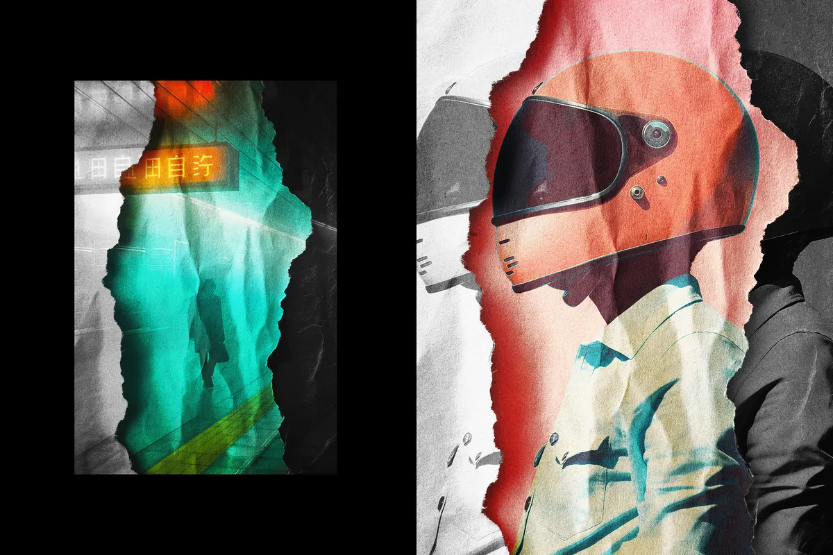 Glowing Torn Paper Photo Effect