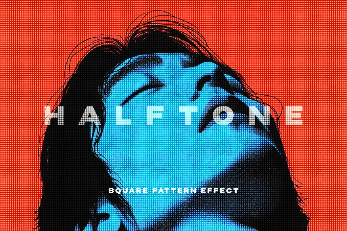 Square Halftone Photo Effect
