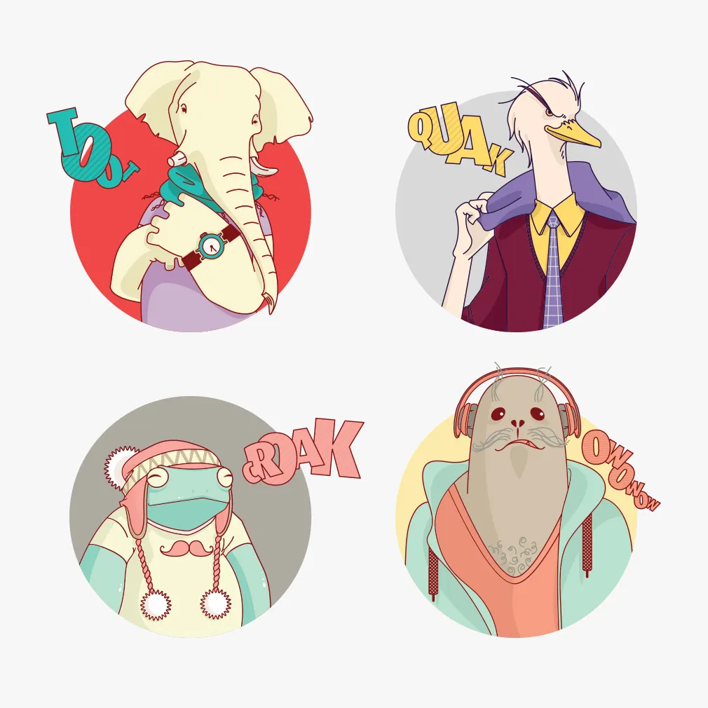Animal Characters Vector Set