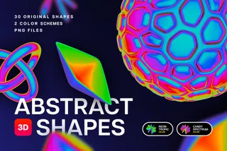 Iridescent Abstract 3D Objects
