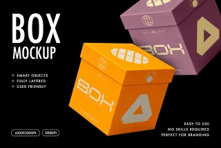 Lid-and-Base Square Box Mockup
