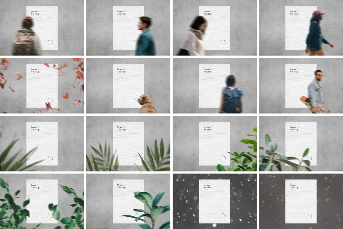 Glued Poster Mockups Collection