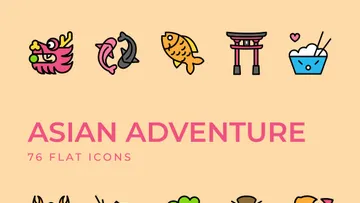 Asian Adventure Flat Icons