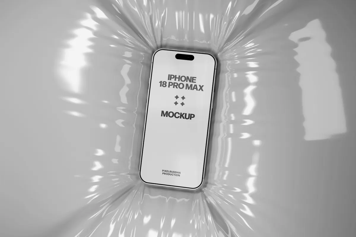 iPhone 18 Pro Max Mockup on Glossy Vinyl