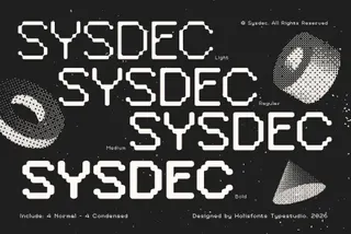 Sysdec - Futuristic Pixel Display Typeface