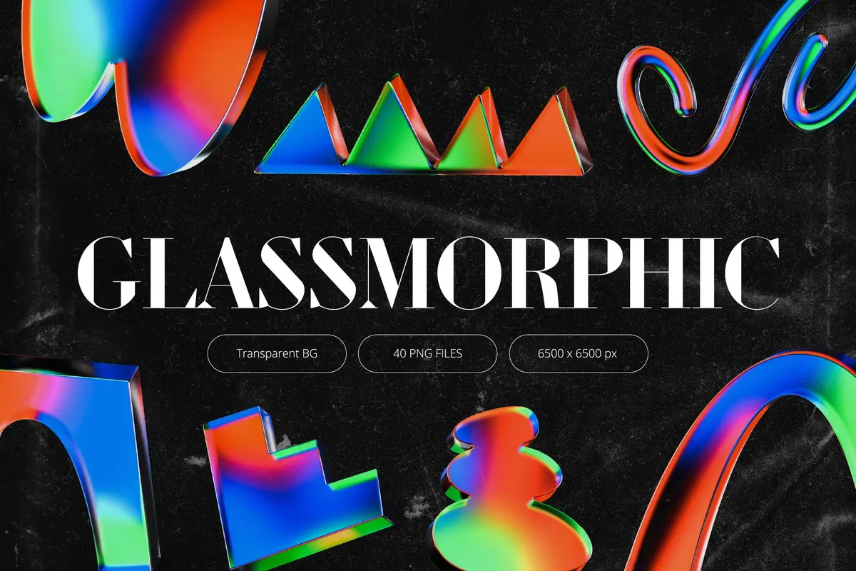 3D Glowy Glassmorphic Shapes