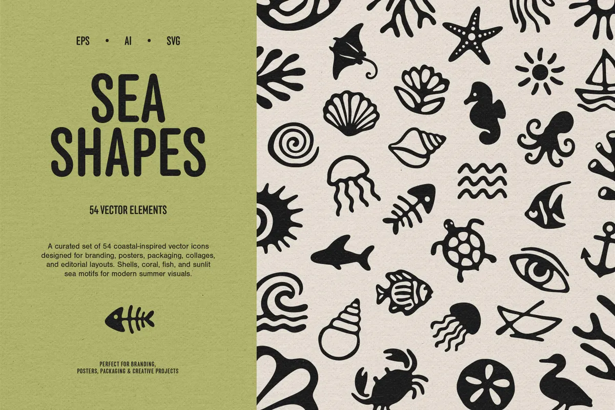 Sea Shapes — 54 Coastal Vector Elements