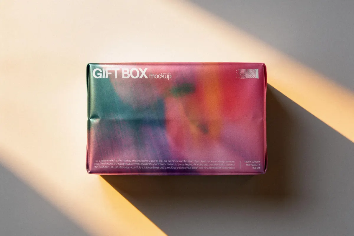 Wrapped Gift Box Mockup