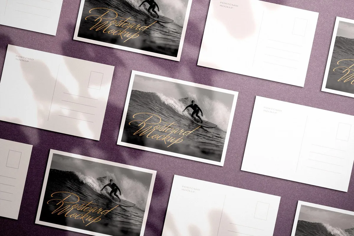 Flat Lay Postcards Mockup