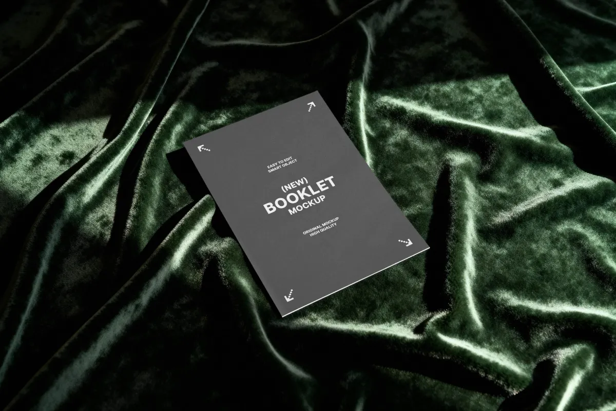 Booklet Mockup on Draped Velvet