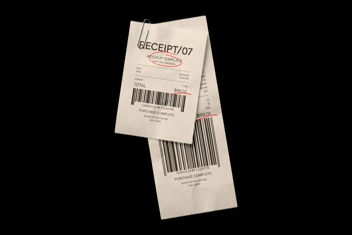 Receipts With Clip Mockup
