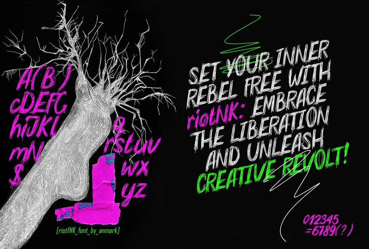RiotINK. Handwritten Scribble Font
