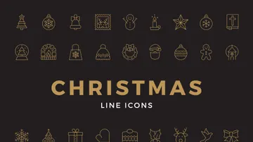 Christmas Line Icons Set