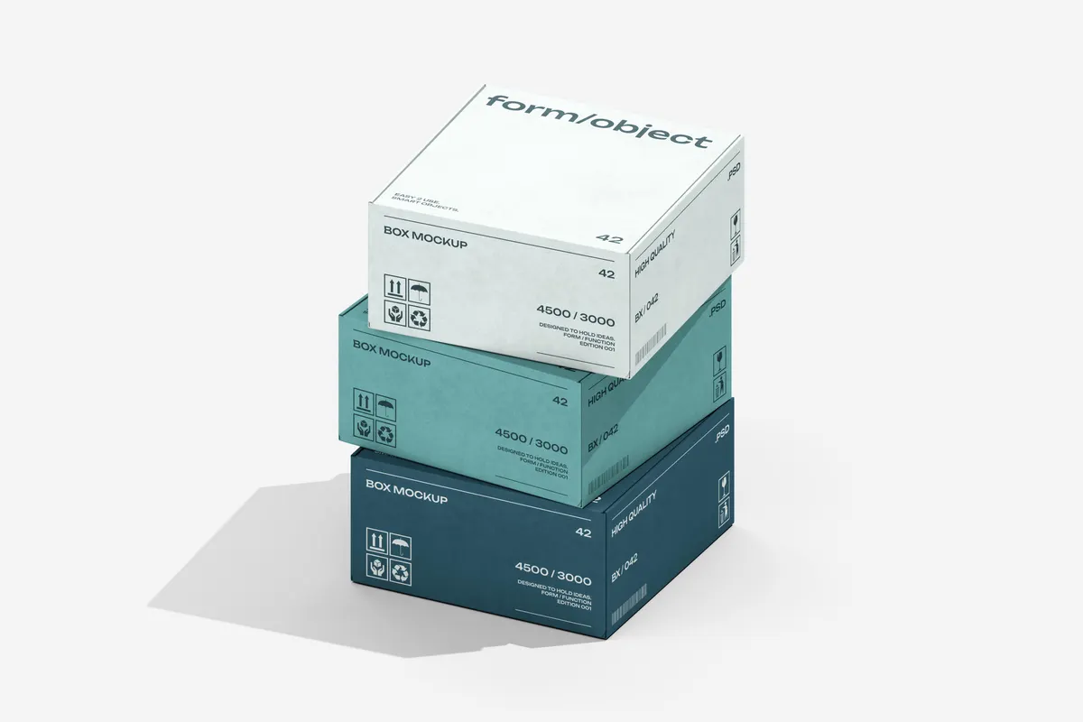 Stacked Carton Boxes Mockup