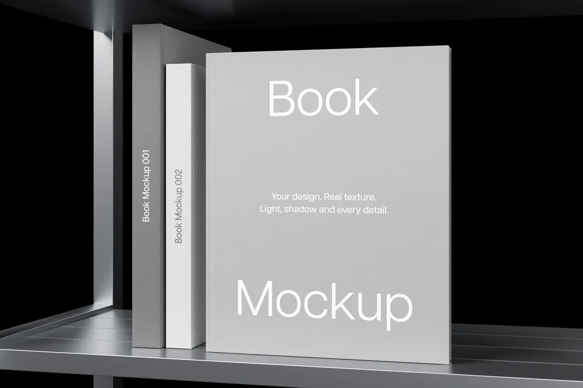 Hardcover Book Mockups on Metal Rack
