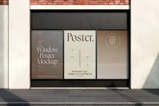 Shop Window Poster Mockup