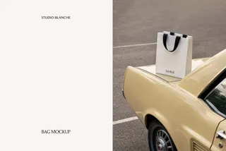 Shopping Bag Mockup with Ribbon Handles