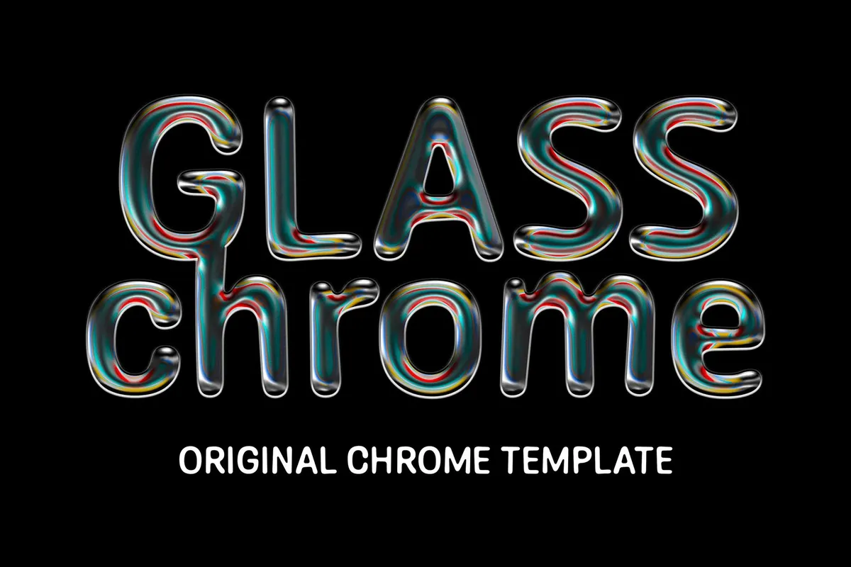 Iridescent Glass Chrome Text Effect
