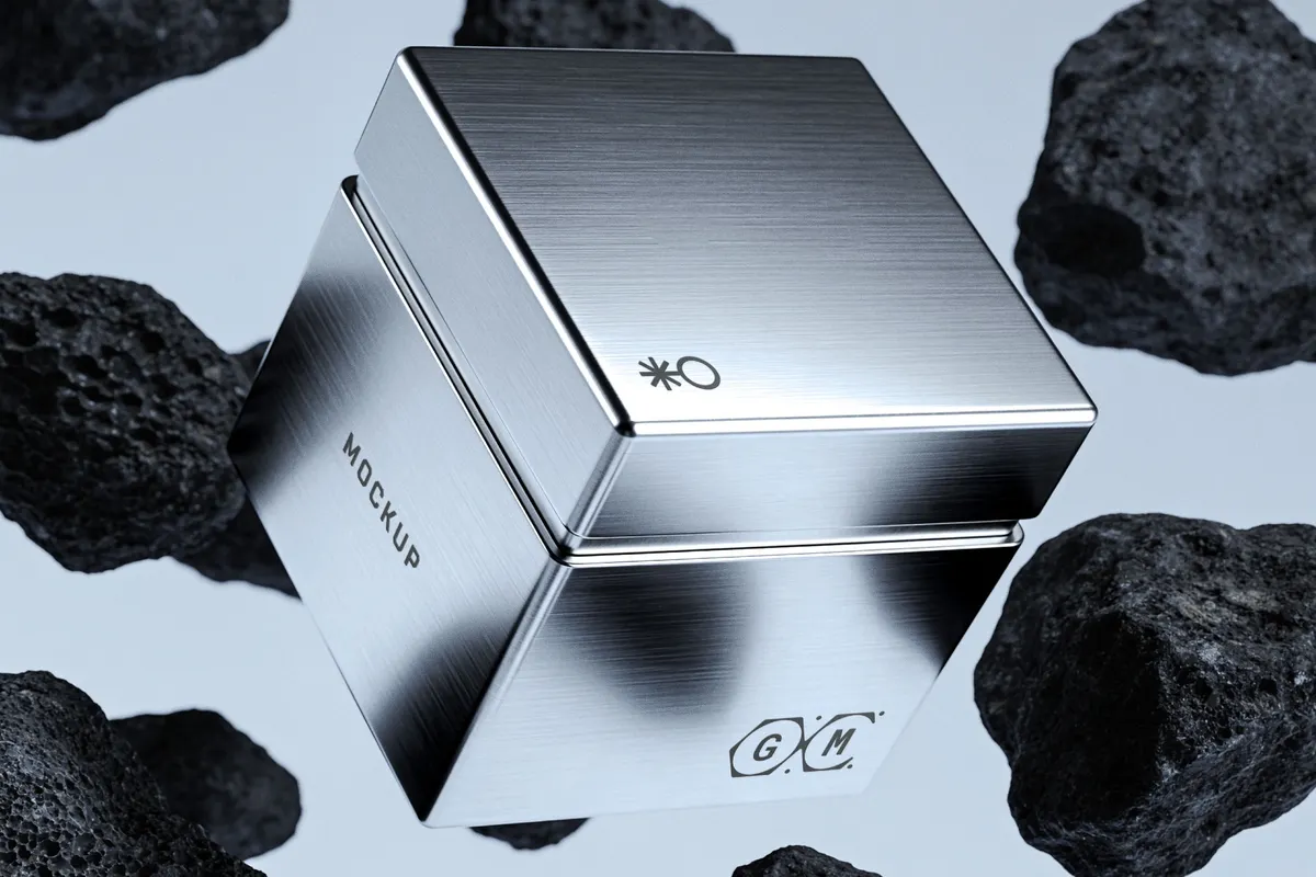 Square Metallic Box Mockup