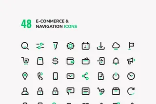 E-commerce & Navigation Vector Icons Set