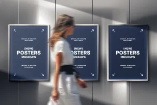 Metal Wall Posters Mockup