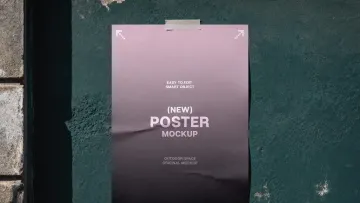 Taped Wall Poster Mockup