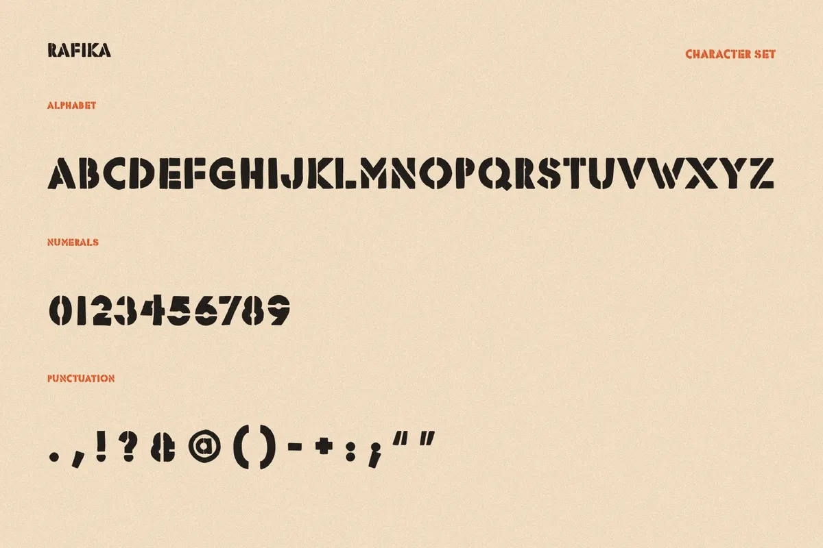 Rafika - Grunge Stencil Font